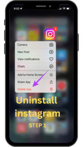 instander ios step 1 how to uninstall the instagram